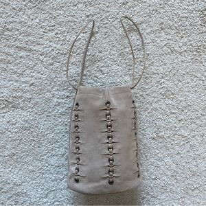 Gucci suede leather beige mini handbag